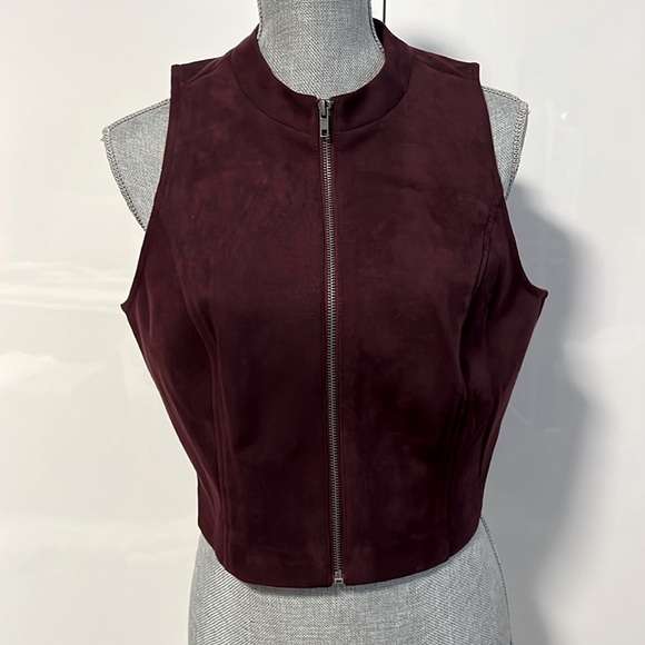 JACK BY BB DAKOTA Burgundy Faux Suede Crop Fitted Vest Zipper Closure, Size L - Picture 1 of 9
